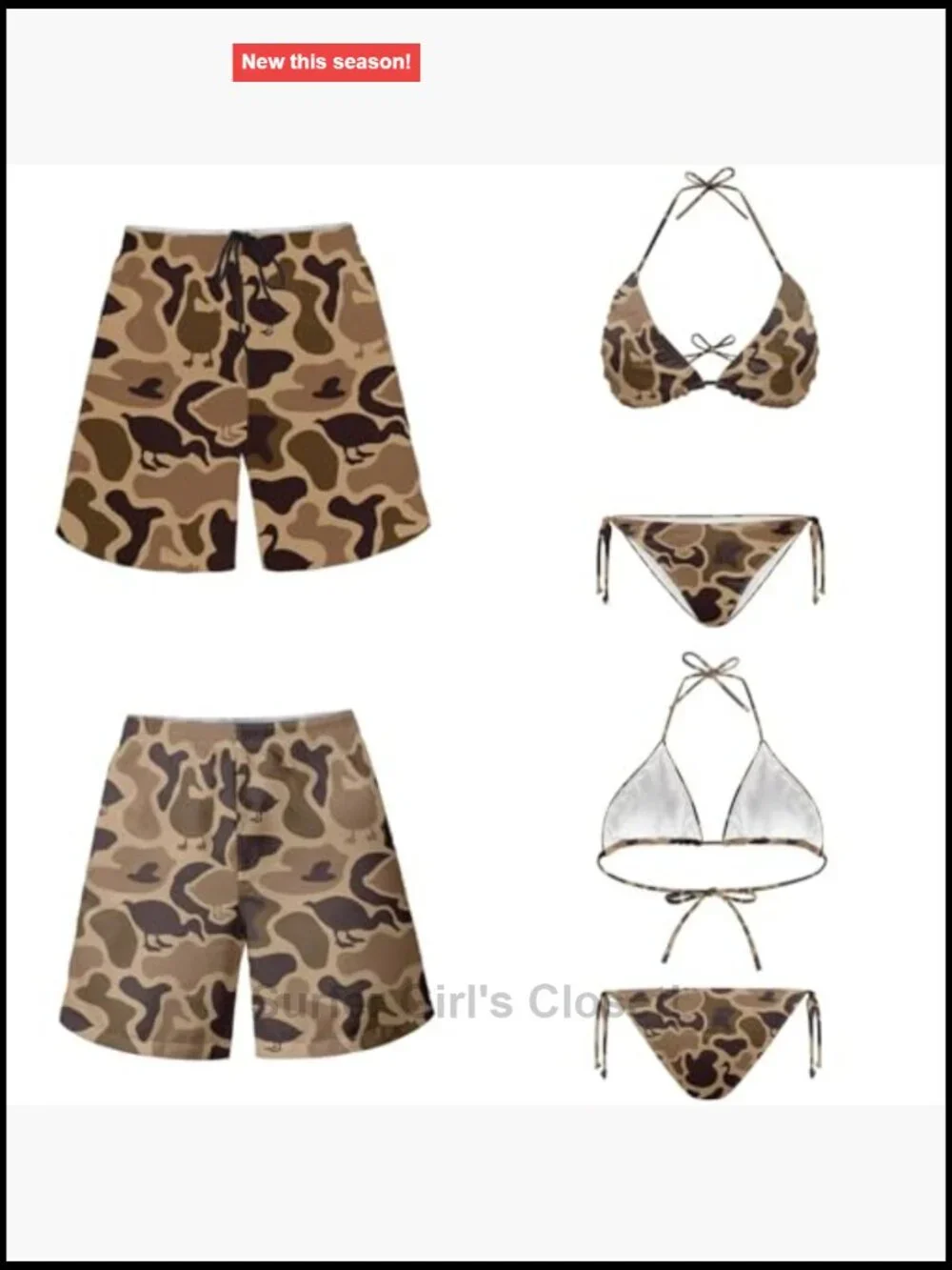 Matching Couple Swimwear - Women's Bikini Set & Men's Swim Trunks